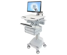 Ergotron StyleView, Multimedijos vežimėlis, Aliuminis, Pilka, Balta, Aliuminis, Plastikas, Cinko plienas, Plokščias ekranas, 17,3kg, 61 cm (24")