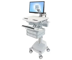 Ergotron StyleView, Multimedijos vežimėlis, Aliuminis, Pilka, Balta, Aliuminis, Plastikas, Cinko plienas, Plokščias ekranas, 16,8kg, 61 cm (24")