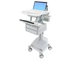 Laikiklis Ergotron StyleView, Multimedia cart, Aliuminio, Pilkas, Baltas, Aliuminio, Plastic, Zinc steel, Nešiojamas kompiuteris, 9.5kg, 43.9 cm (17.3")