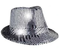 Kepurė ESPA Fedora skrybėlė su blizgučiais, sidabrinė ir juoda