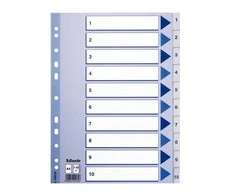 Esselte Leitz 100135 - Numeric tab index - Polypropylene (PP) - Mėlyna - Baltas - Portrait - A4 - 0.12 mm