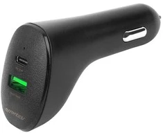 ESSENTIALS Automobilinis įkroviklis, 1x USB-A 18W, 1x USB-C 20W, juodas