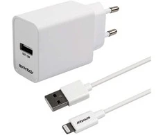 ESSENTIALS Sieninis įkroviklis 12 W, USB-A lemputė. MFI, 1 m laidas, baltas