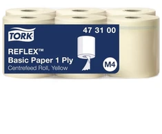Essity Denmark As Popieriniai rankšluosčiai, Tork Reflex Basic 473100, 1 sluoksnio, 300 m, geltoni, pakuotė iš 6 vnt.