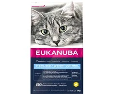 EUKANUBA Sterilizuotos/Svorio kontrolės Vištienos sausas maistas - 2kg