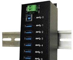 „Exsys EXSYS EX-1187HMVS“ 7 prievadų metalinis USB 3.2 Gen1 DIN bėgelio šakotuvas
