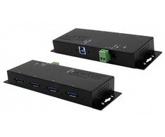 Exsys EXSYS EX-1184HMVS-2 4 prievadų metalinis USB 3.2 Gen1 su prisukamo kabelio apsauga nuo viršįtampių