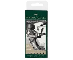 Faber Castell - 6 pitų dailininko rašiklis, teptukas - Juodas (167154)
