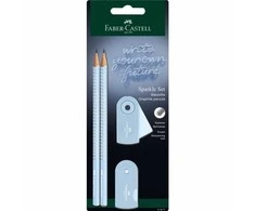 Pieštukas Faber-Castell Sparkle, 2 pieštukai + trintukas + drožtukas, melsvos spalvos