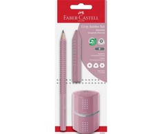 Faber-Castell Teka Ołówek + gumka + temperówka Grip rožinė