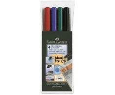 Permanentinis žymeklis CD/DVD diskams FABER CASTELL MULTIMARK F, 4 sp. komplektas