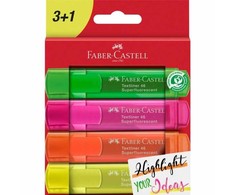 Faber-castell 1546 žymeklis, 4 spalvos, super fluorescencinis