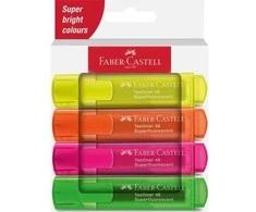 Teksto žymeklių rinkinys Faber-Castell 46, labai ryškių spalvų, 4 spalvų