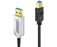 FiberX FX-I645-020, 20 m, USB B, USB A, USB 3.2 Gen 1 (3.1 Gen 1), 10 Gbit/s, Juoda, Sidabrinė