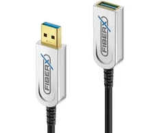 FiberX FX-I650-020, 20 m, USB A, USB A, USB 3.2 Gen 1 (3.1 Gen 1), 10 Gbit/s, Juoda, Sidabrinė
