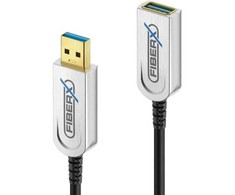 FiberX FX-I650-020, 20 m, USB A, USB A, USB 3.2 Gen 1 (3.1 Gen 1), 10 Gbit/s, Juoda, Sidabrinė