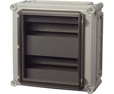 FIBOX DIN bėgelio dėžutė 280 x 280 x 160 mm su 1 atlenkiamu dangteliu, 2 x 13M, IP65