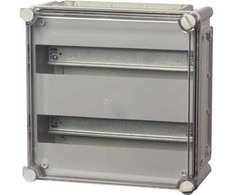 FIBOX DIN bėgelio dėžutė, aukštis x plotis x gylis 380x280x130 mm, komplektuojama su šoniniais varstomais dangčiais 3x14M IP65