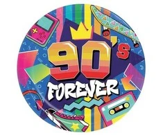 Fiesta 90-ųjų „Forever“ popierinės lėkštės, 23 cm