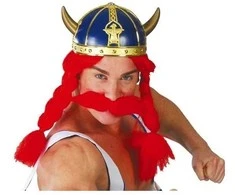 Fiesta Mėlynas vikingų šalmas su auksu