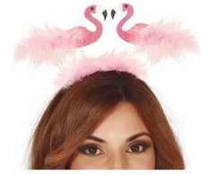 Fiesta Flamingo plaukų juosta su plunksnomis