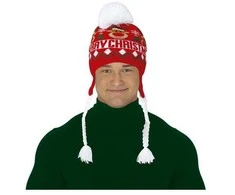 Fiesta Kalėdinė kepurė su baltomis kasytėmis