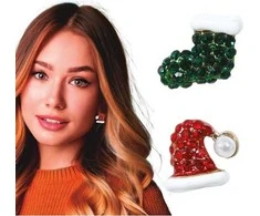 Fiesta Kalėdų Senelio kepuraitės ir kalėdinės kojinės auskarai
