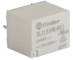 „Finder“ PCB montuojama galios relė, 48 V nuolatinės srovės ritė, 10 A perjungimo srovė, SPDT