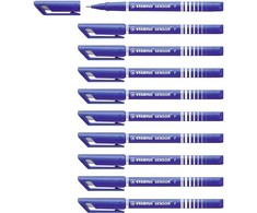 Stabilo Fineliner Sensor 189, 0,3 mm, blå, æske a 10 stk.