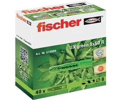 Fischer Universalus kaištis UX žalias 6 x 35 R su žiedeliu 40 vnt.