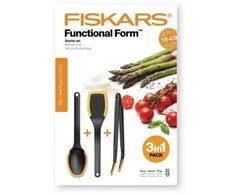 Fiskars Virtuvės reikmenų rinkinys FF, juoda/oranžinė, 3 vnt.