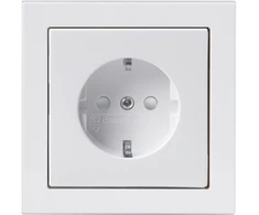 fix-pro ABB „Impressivo“ viengubas lizdas, komplektuojamas su dangteliu ir rėmeliu, baltai blizgus (RAL9016), 16A 250V, „Schuko“ ir saugikliu.