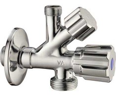 FIX-PRO dvigubas uždarymo vožtuvas 1/2"x3/8"x3/4" su tiesiu išleidimo vožtuvu skalbimo mašinai