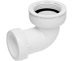 FIX-PRO balta 90 laipsnių išleidimo alkūnė 1 1/4" - 32 mm su jungiamąja veržle