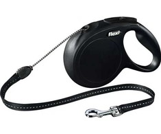 Flexi Naujas CLASSIC, Šuniui, Ištraukiamas pavadėlis, Juodas, Virvelė, 20 kg, 8 m