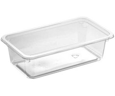 Abena Plastikinis padėklas torto dėžutei K2182-1F 1 skyriaus 640 ml 180x100x50 mm RPET permatomas, 608 vnt./kartoną