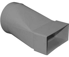 FRESH Šviežia plastikinė sistema. Stačiakampis perėjimas/adapteris nuo 204x60 mm iki Ø125 mm.