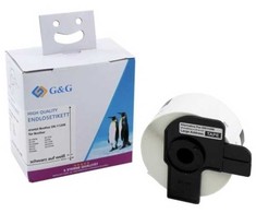 G&amp;G Etiketės 38 mm x 90 mm balta su balta Komp. su Brother DK-11208