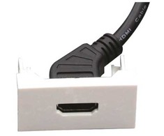 Kabelis FULL Modulis HDMI FULL F22 - Kątowy. Lizdas żeńskie do żeńskiego. 20 cm. Baltas, FA-2420-P-HDMI(F/F)-20CM-V2.0