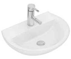 Geberit Ifö Spira kriauklė, lenkta 60 cm, 15162 - tvirtinama varžtais, su maišytuvo skyle ir be perpildymo angos, gylis 168