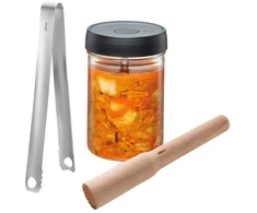 GEFU NATIVO, Vegetable, 1 L, Glass, Plastic, Nerūdijantis plienas, Wood, Brown, Nerūdijantis plienas, Transparent, 1.5kg