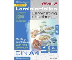 Genie GENIE torby do laminowania 25 A4 folia su dziurkami na ringi