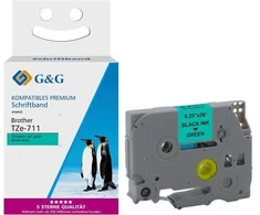 G&amp;G 18675, Juoda ant žalios, Nepertraukiama etiketė, TZe, Pilka, Brother, Brother PTouch 1000 Brother PTouch 1010 Brother PTouch 1280 Brother PTouch 1750 Brother PTouch 18R...