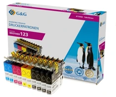 Tusz G&amp;G Patrone Brother LC-123 XL- komplektas 10 4x Juodas, 2x Cyjan, Magenta, Geltonas