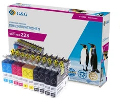 G&amp;G Rašalas pakeičia Brother LC-223 suderinamą 10 vnt. juodos, žydros, rausvos, geltonos spalvos 15062 (15062)