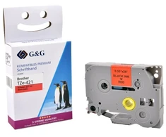 G&amp;G 17085 etikečių juostelės Juoda ant raudonos TZe