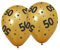 Globos Europe Bv 50-ojo gimtadienio auksiniai balionai, 6 vnt.