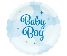 Globos Europe Bv „Baby Boy“ popierinės lėkštės, 19 cm