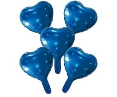 Globos Europe Bv Mėlyni folijos balionai širdelės, 5 vnt.