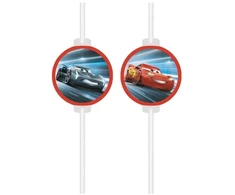Globos Europe Bv Disney Cars „Pergalė mano“ popierinių šiaudelių rinkinys, 4 dalys FSC